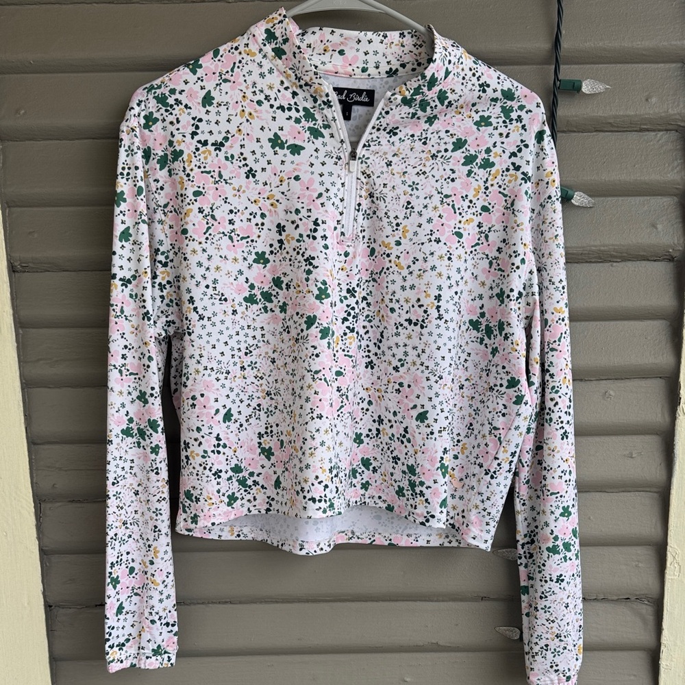 Bad Birdie Floral Zip-Up Top - Pink, Green, White